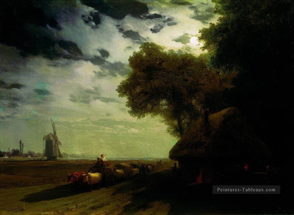 paysage ukrainien avec chumaks au clair de lune Ivan Aivazovsky Peintures à l'huile